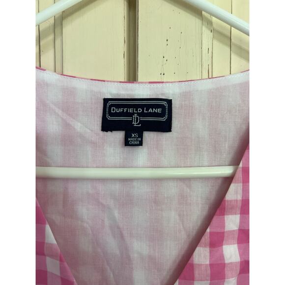 Duffield Lane size XS pink and white checked plaid top - Picture 2 of 3